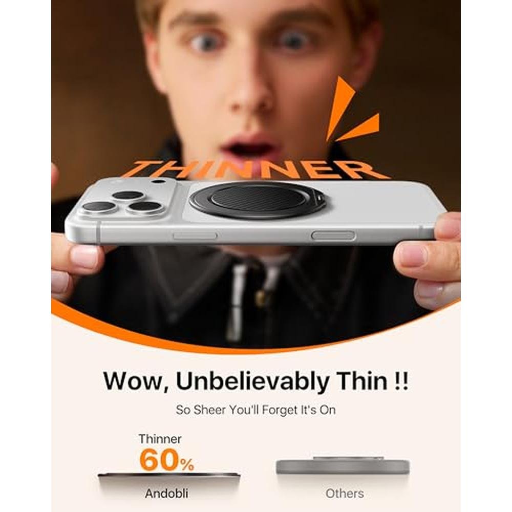 Magnetic Phone Grip: Andobil 2026 Ultra-Thin MagSafe – Side View
