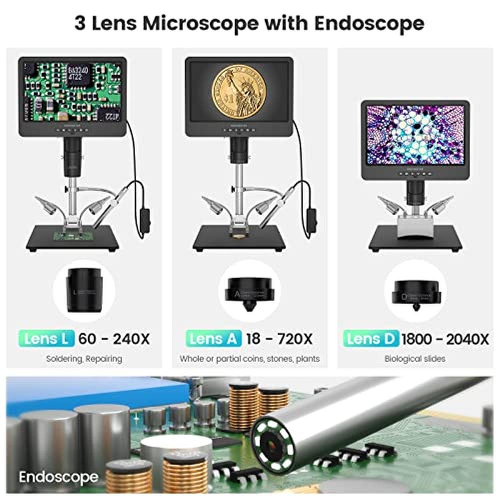 Microscope: Andonstar AD249S-M 3 Lens HDMI Digital – Side View