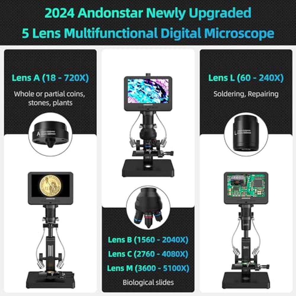 Microscope Andonstar: Andonstar AD266S 20X-5000X HDMI – Side View