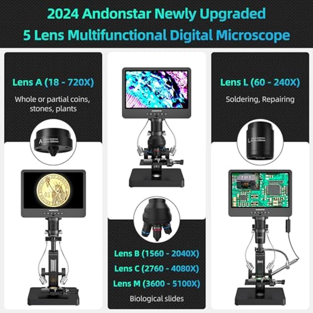 Microscope Andonstar AD269S 20X-5000X HDMI Digital – Side View
