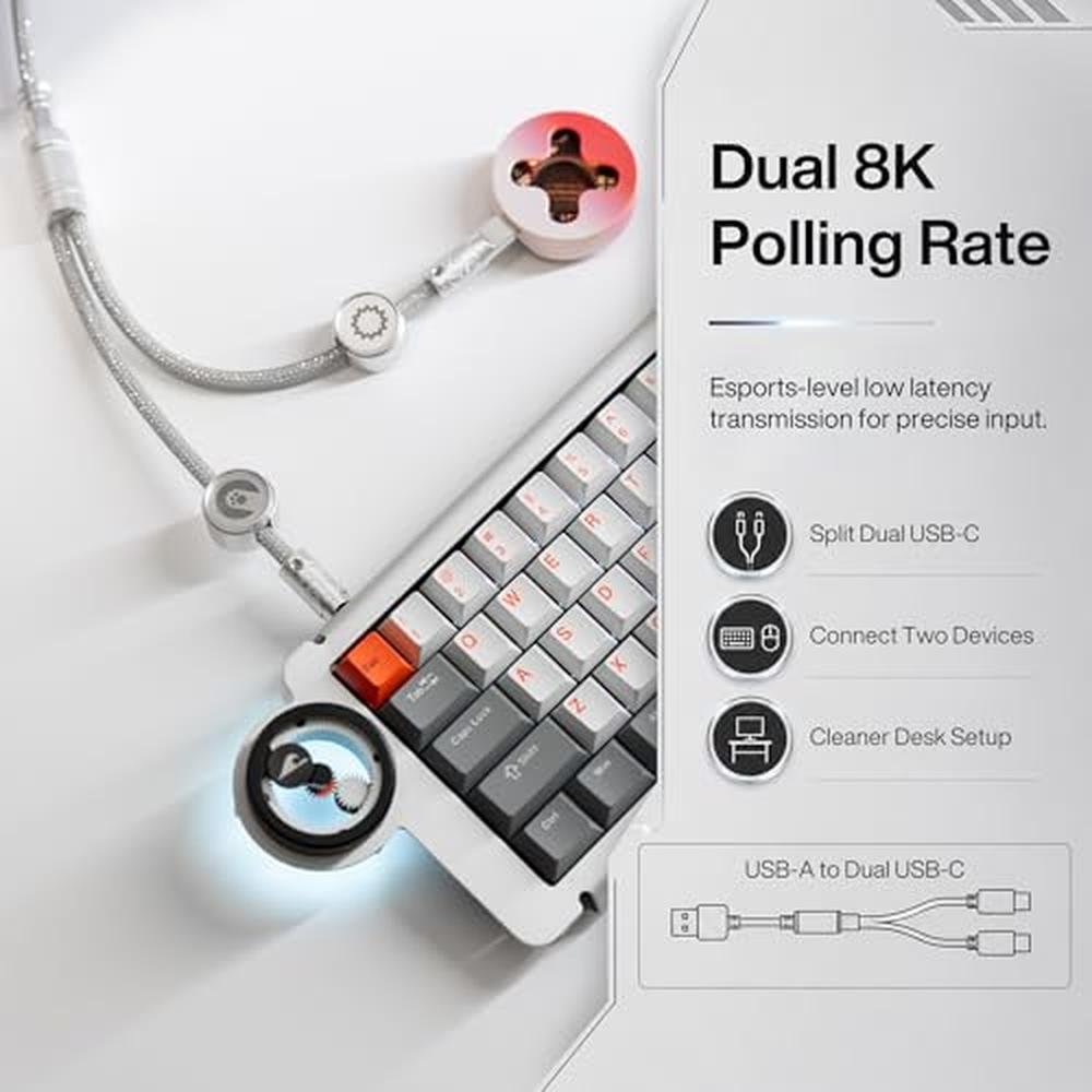 Dual Silver: Angry Miao Split Dual 8K Gaming Cable AM – Side View