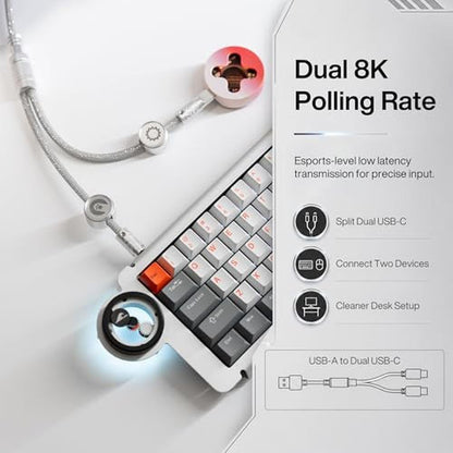 Dual Silver: Angry Miao Split Dual 8K Gaming Cable AM – Side View