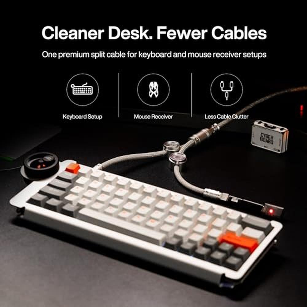 Dual Silver: Angry Miao Split Dual 8K Gaming Cable AM – In Use