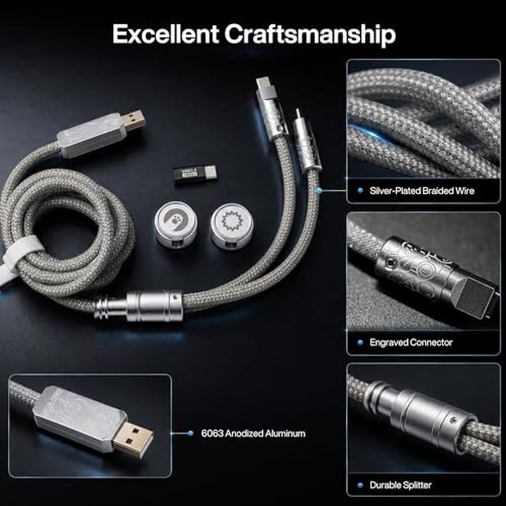 Dual Silver: Angry Miao Split Dual 8K Gaming Cable AM – Packaging