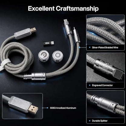 Dual Silver: Angry Miao Split Dual 8K Gaming Cable AM – Packaging