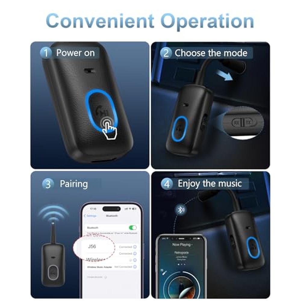 Ankilo Aux Bluetooth Adapter: 2-in-1 Bluetooth 5.3 – Close-up Detail