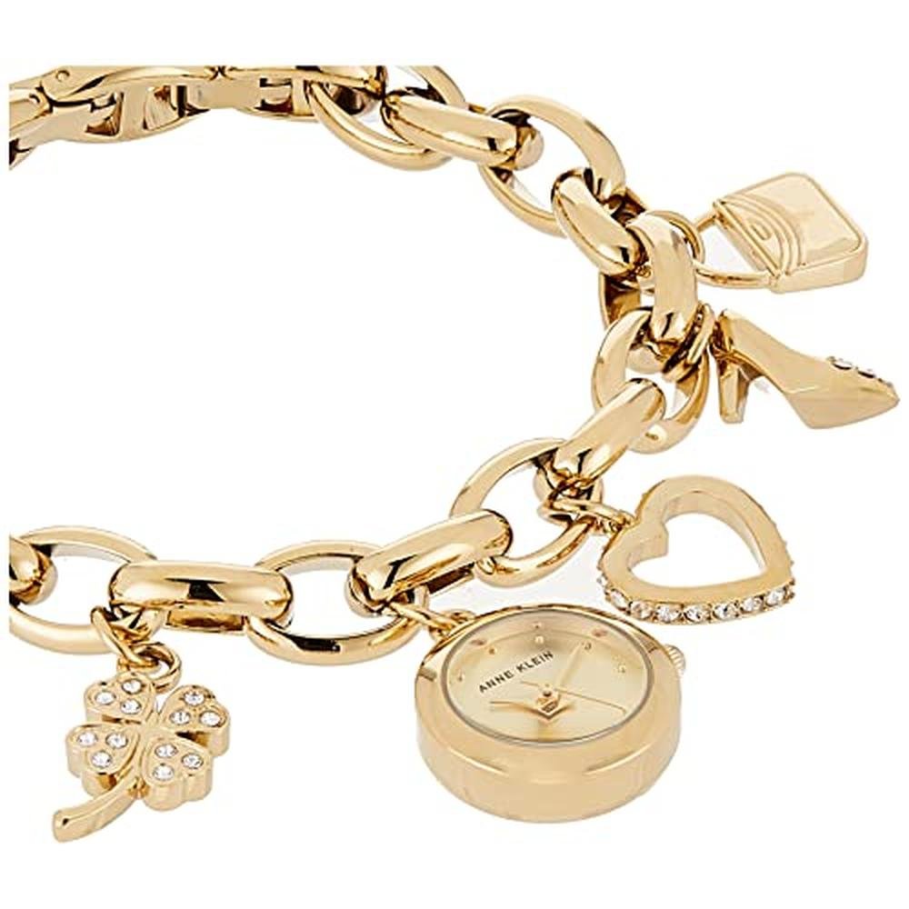 Gold Anne Klein Watch: Anne Klein 10-7604CHRM Gold Charm – Side View