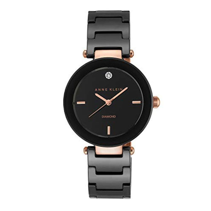 Anne Klein: AK 1018RGBK Diamond Dial Rose Gold Tone Black – Front View