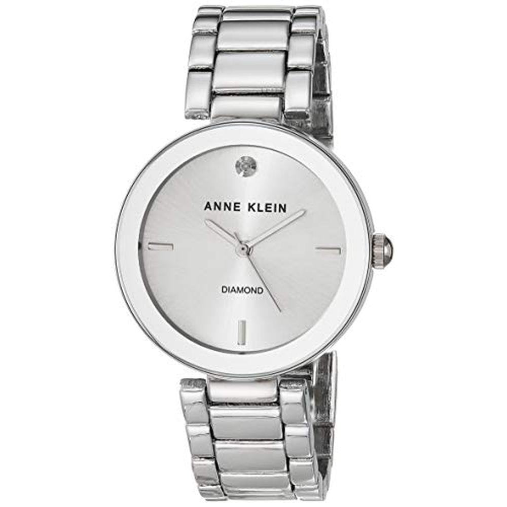 Anne Klein: AK 1363SVSV Diamond Dial Silver Tone Bracelet – Front View
