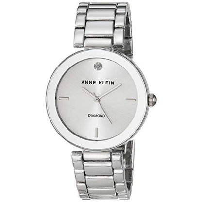 Anne Klein: AK 1363SVSV Diamond Dial Silver Tone Bracelet – Front View
