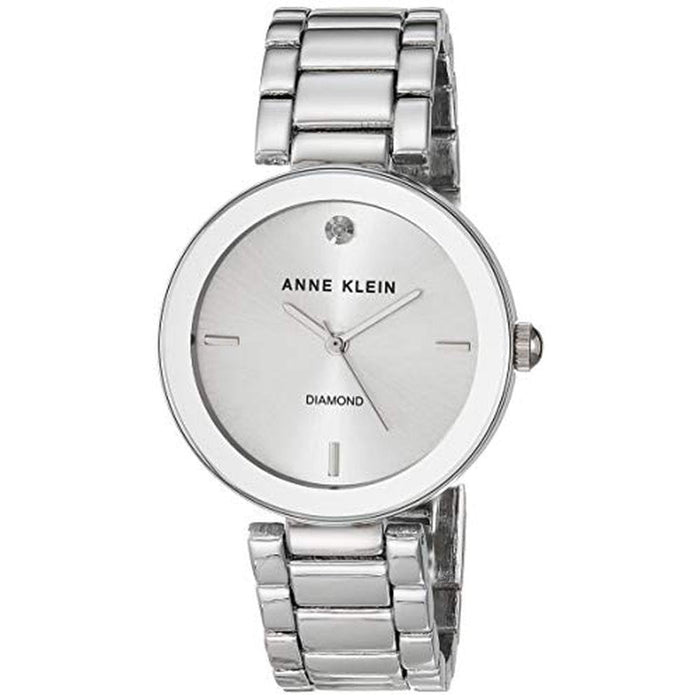 Anne Klein: AK 1363SVSV Diamond Dial Silver Tone Bracelet – Front View