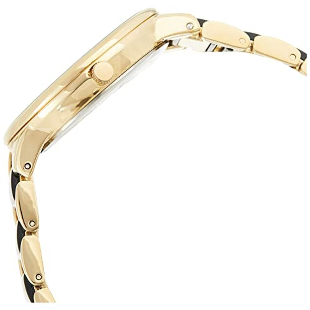 Anne Klein: AK 1412BKGb Gold Tone and Black Dress Watch – Close-up Detail