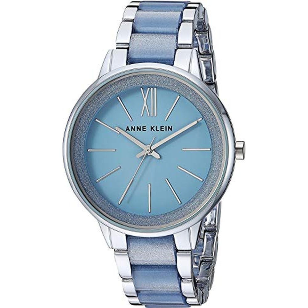 Anne Klein Watch: AK 1413LBSV Silver Tone and Light Blue – Front View