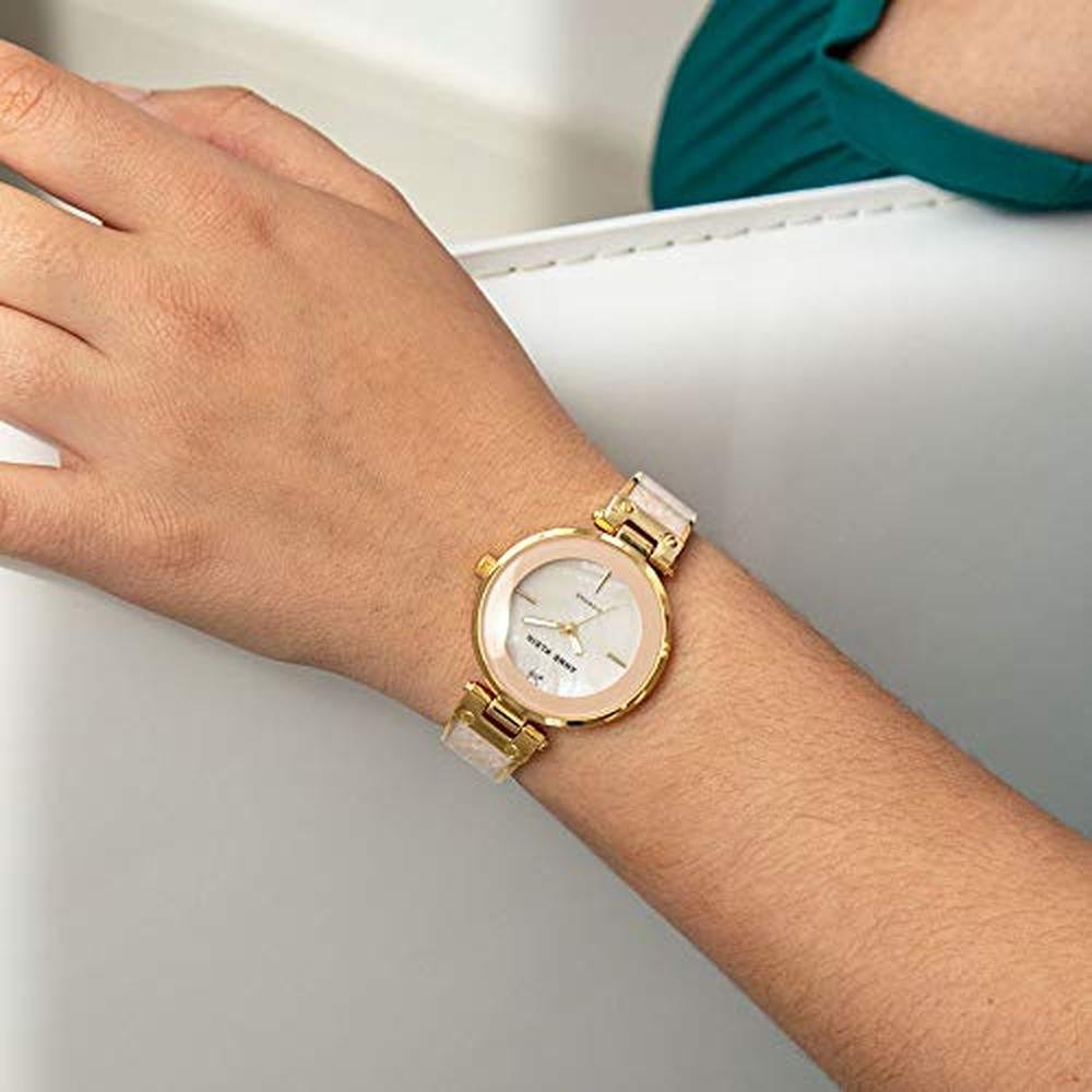 Anne Klein: AK 2512LPGb Diamond Accented Gold Tone and – Close-up Detail