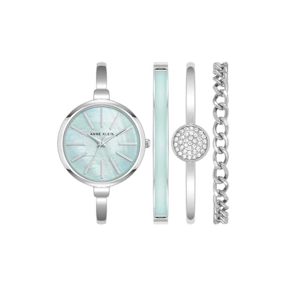Anne Klein Women's Bangle Watch and Bracelet Watch Silver – Front View