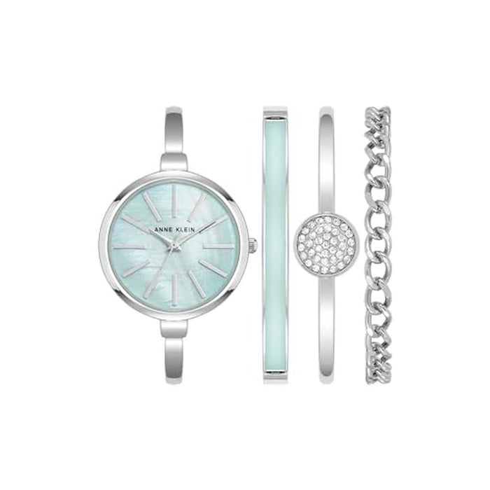 Anne Klein Women's Bangle Watch and Bracelet Watch Silver – Front View