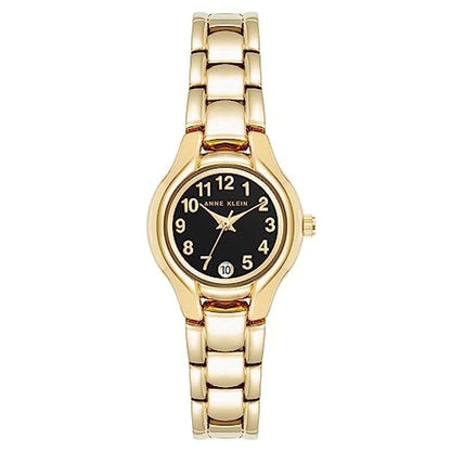 Anne Klein Women's Date Function Bracelet Watch Gold/Black – Front View