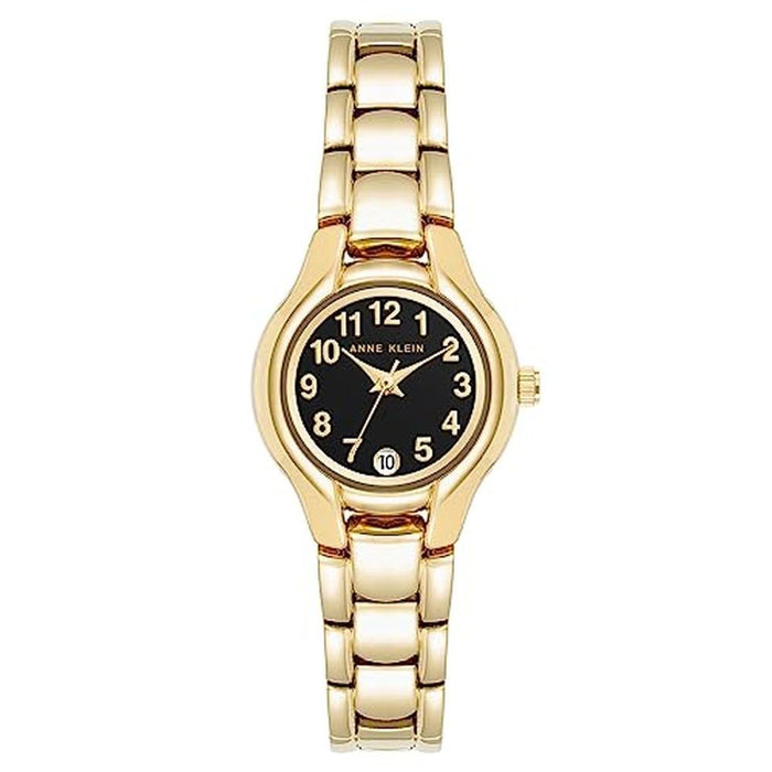 Anne Klein Women's Date Function Bracelet Watch Gold/Black – Front View