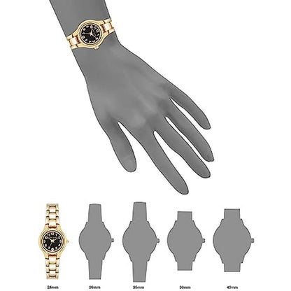 Anne Klein Women's Date Function Bracelet Watch Gold/Black – Side View
