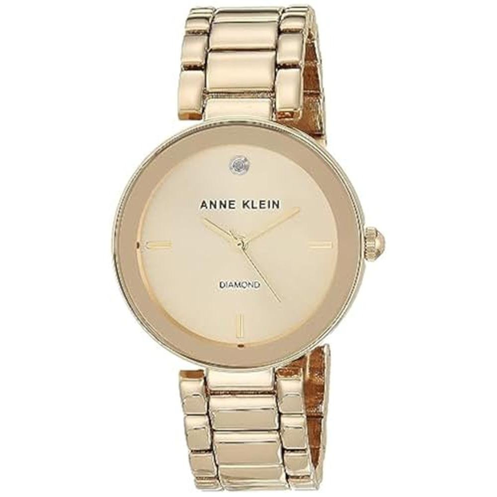 Anne Klein Women's Genuine Diamond Dial Bracelet Watch Gold – Front View