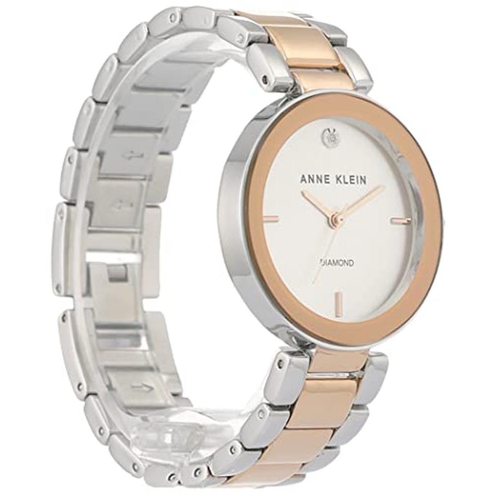 Anne Klein: Women's Genuine Diamond Dial Bracelet Watch – Close-up Detail