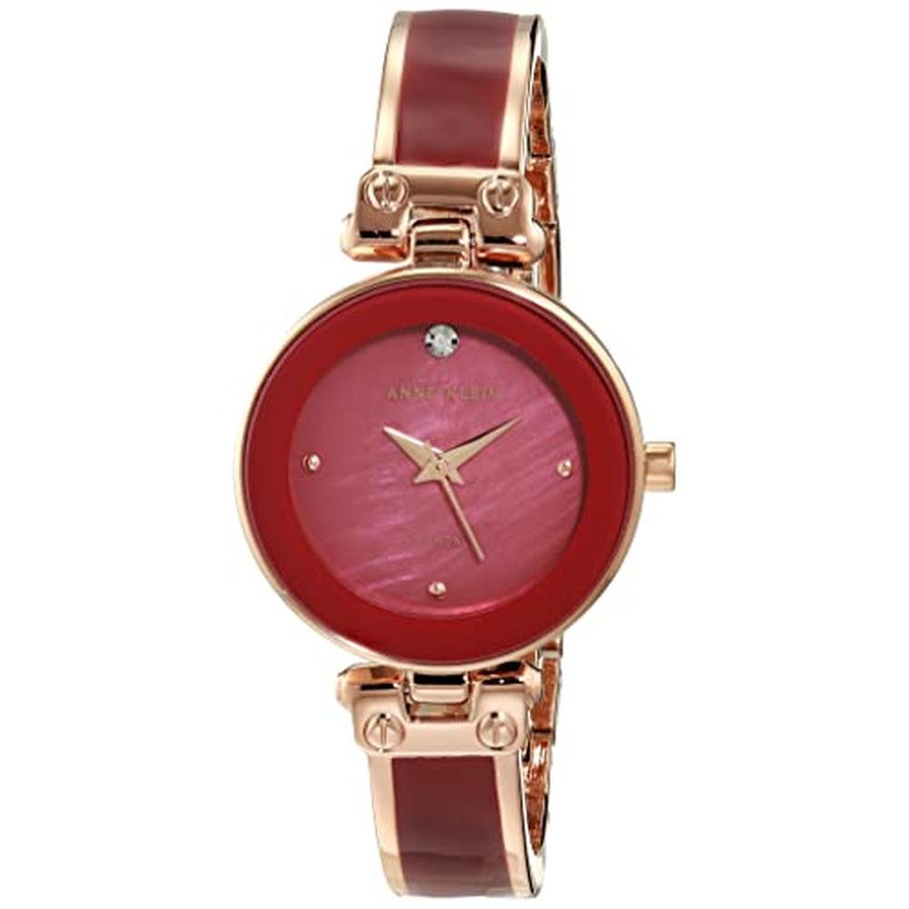Anne Klein Women's Genuine Diamond Dial Bangle Watch Rose – Front View