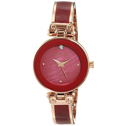 Anne Klein Women's Genuine Diamond Dial Bangle Watch Rose – Front View