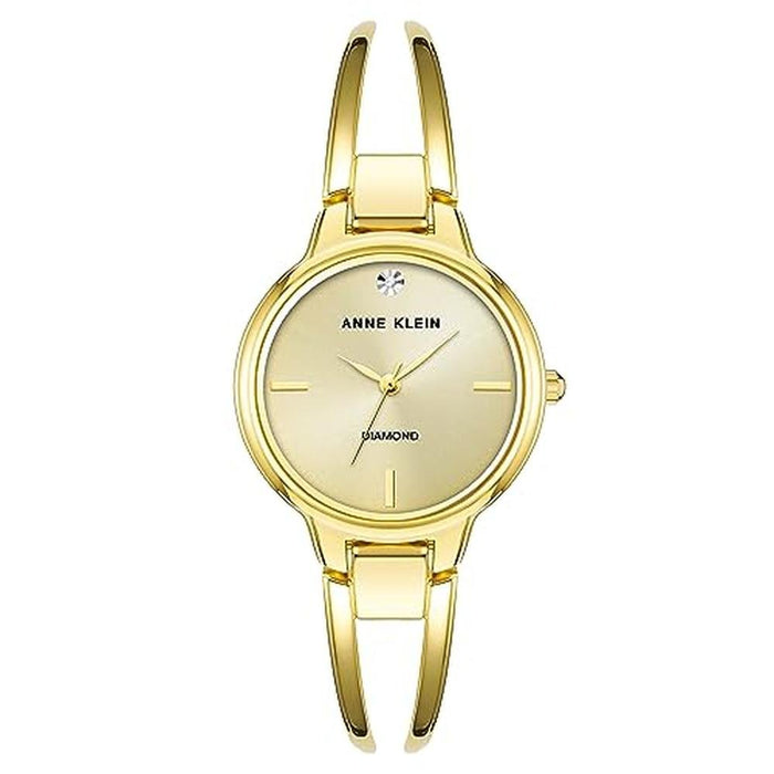 Anne Klein Women's Genuine Diamond Dial Bangle Watch Gold – Front View