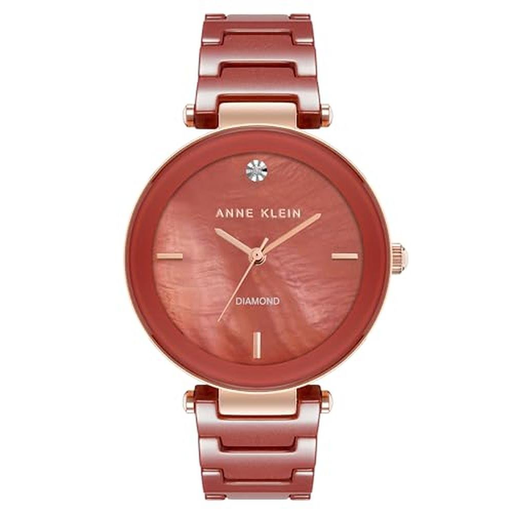 Anne Klein: Women's Genuine Diamond Dial Ceramic Bracelet – Front View