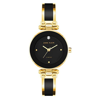 Anne Klein: Women's Genuine Diamond Dial Bangle Watch – Front View