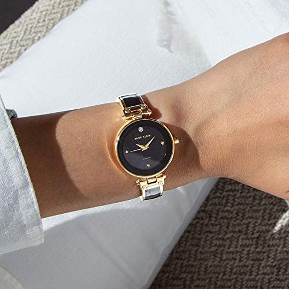 Anne Klein: Women's Genuine Diamond Dial Bangle Watch – Side View