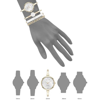 Anne Klein: Women's Lab-Grown Diamond Accented Bangle Watch – Side View