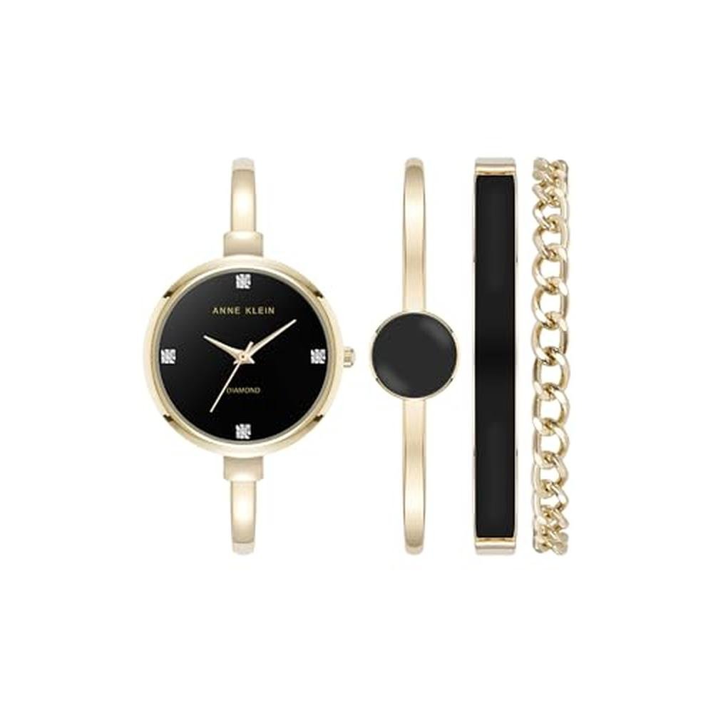 Anne Klein: AK 5142 Lab-Grown Diamond Accent Bangle Watch – Front View