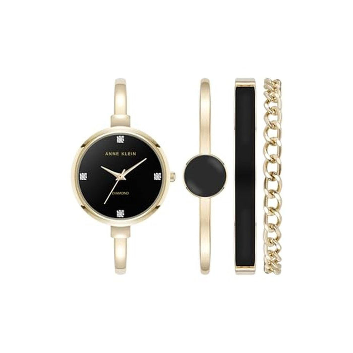 Anne Klein: AK 5142 Lab-Grown Diamond Accent Bangle Watch – Front View