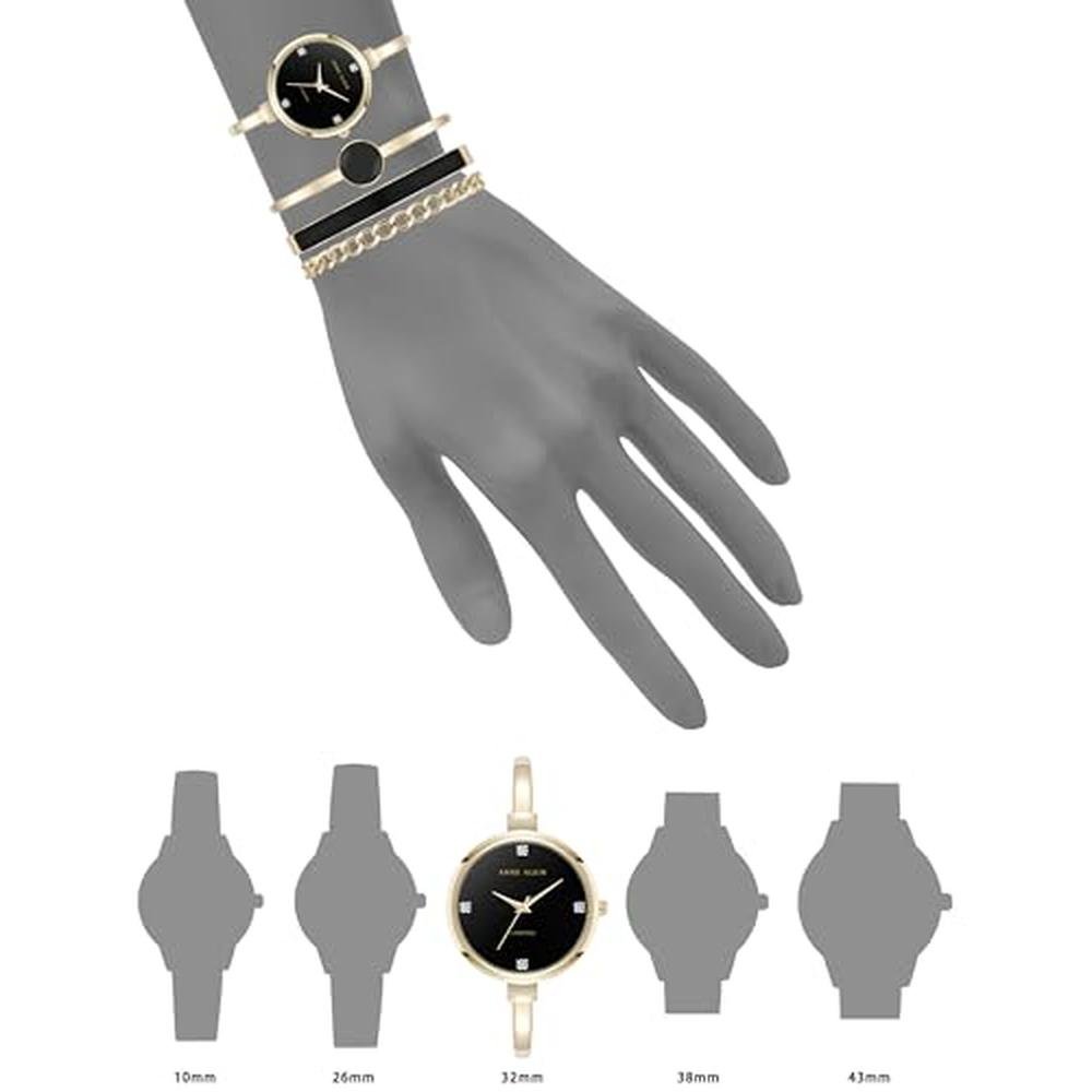 Anne Klein: AK 5142 Lab-Grown Diamond Accent Bangle Watch – Side View