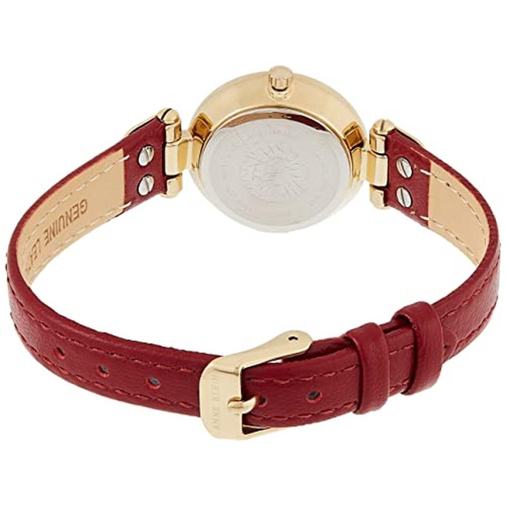 Anne Klein Women's Leather Strap Watch Red Gold – Side View