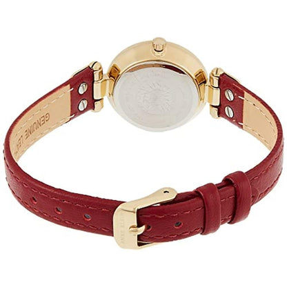 Anne Klein Women's Leather Strap Watch Red Gold – Side View