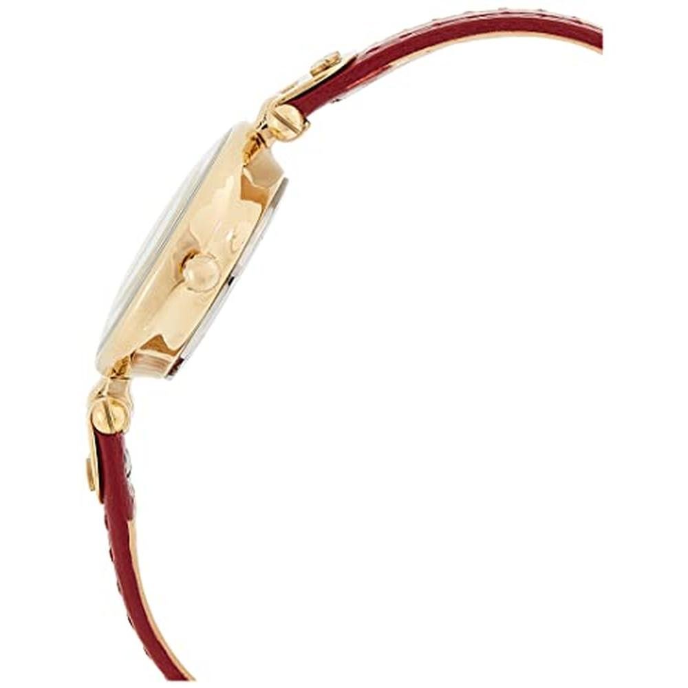 Anne Klein Women's Leather Strap Watch Red Gold – Close-up Detail
