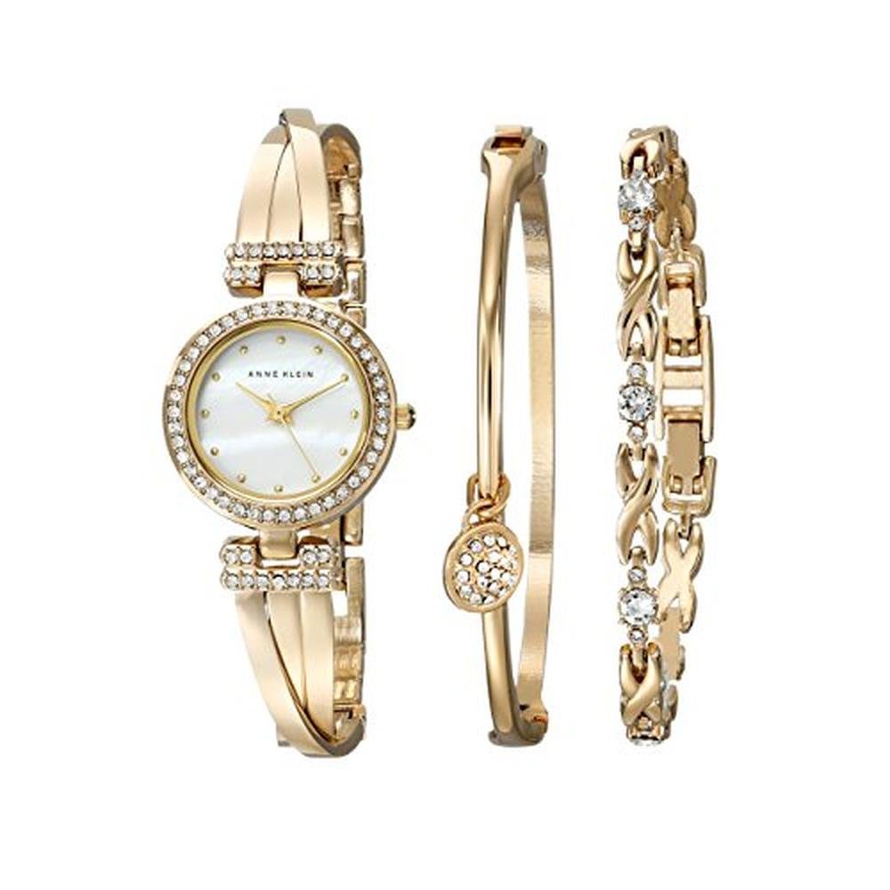 Anne Klein: Women's Premium Crystal Accented Bangle Watch – Front View