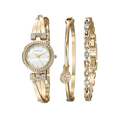 Anne Klein: Women's Premium Crystal Accented Bangle Watch – Front View