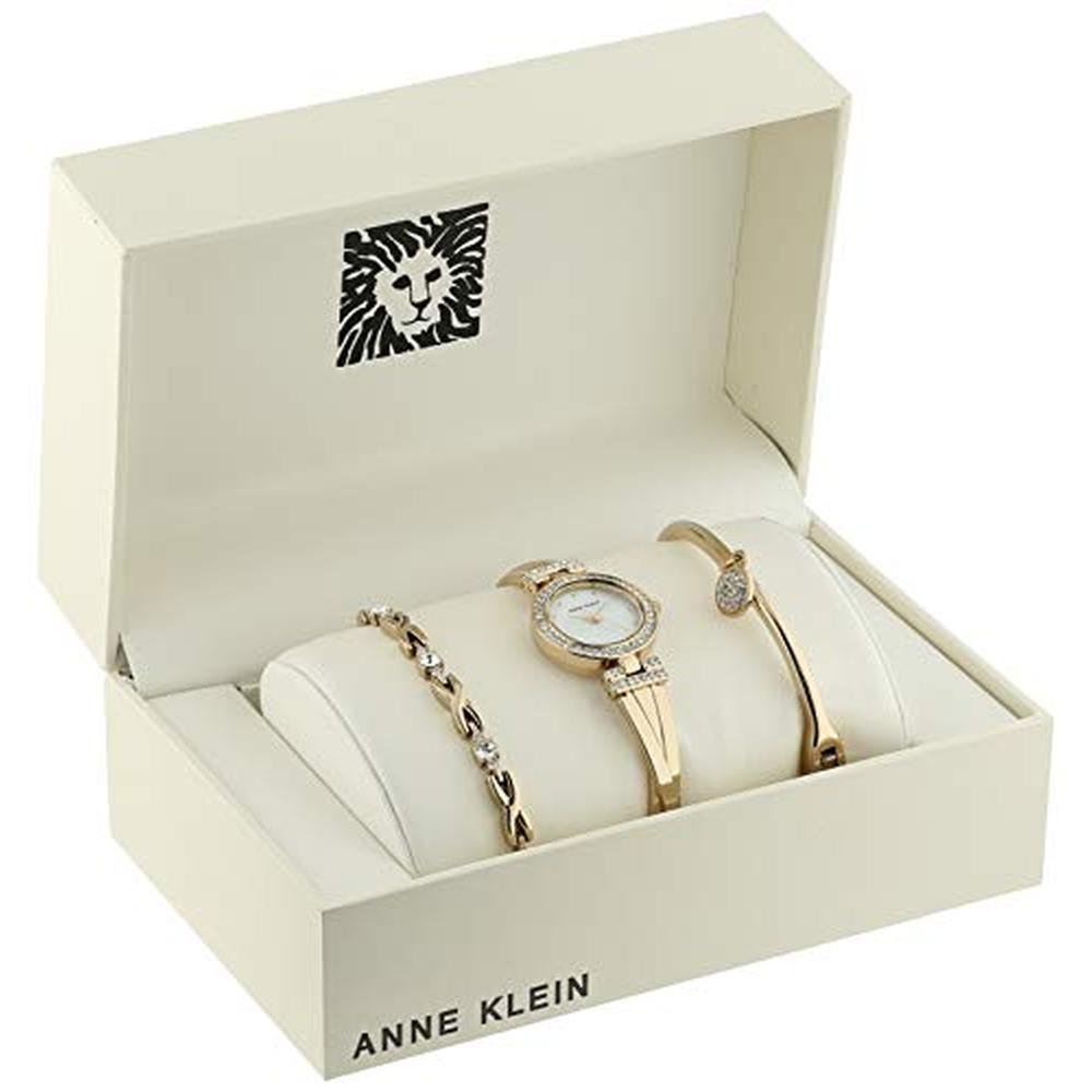 Anne Klein: Women's Premium Crystal Accented Bangle Watch – Side View