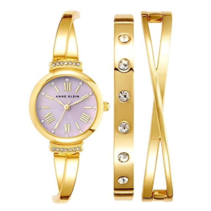 Anne Klein: Women's Premium Crystal Accented Bangle Watch – Front View