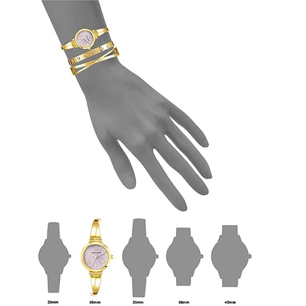 Anne Klein: Women's Premium Crystal Accented Bangle Watch – Side View