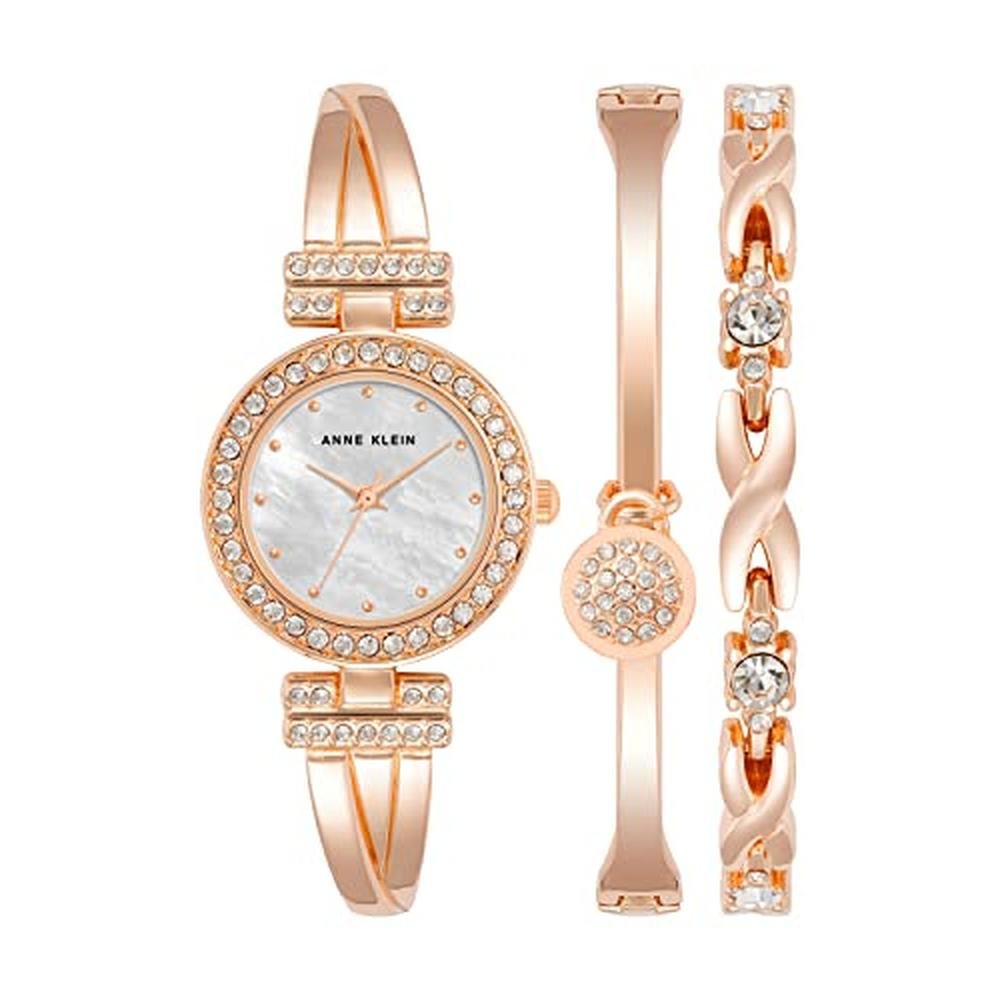 Anne Klein: Women's Premium Crystal Accented Bangle Watch – Front View