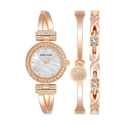 Anne Klein: Women's Premium Crystal Accented Bangle Watch – Front View