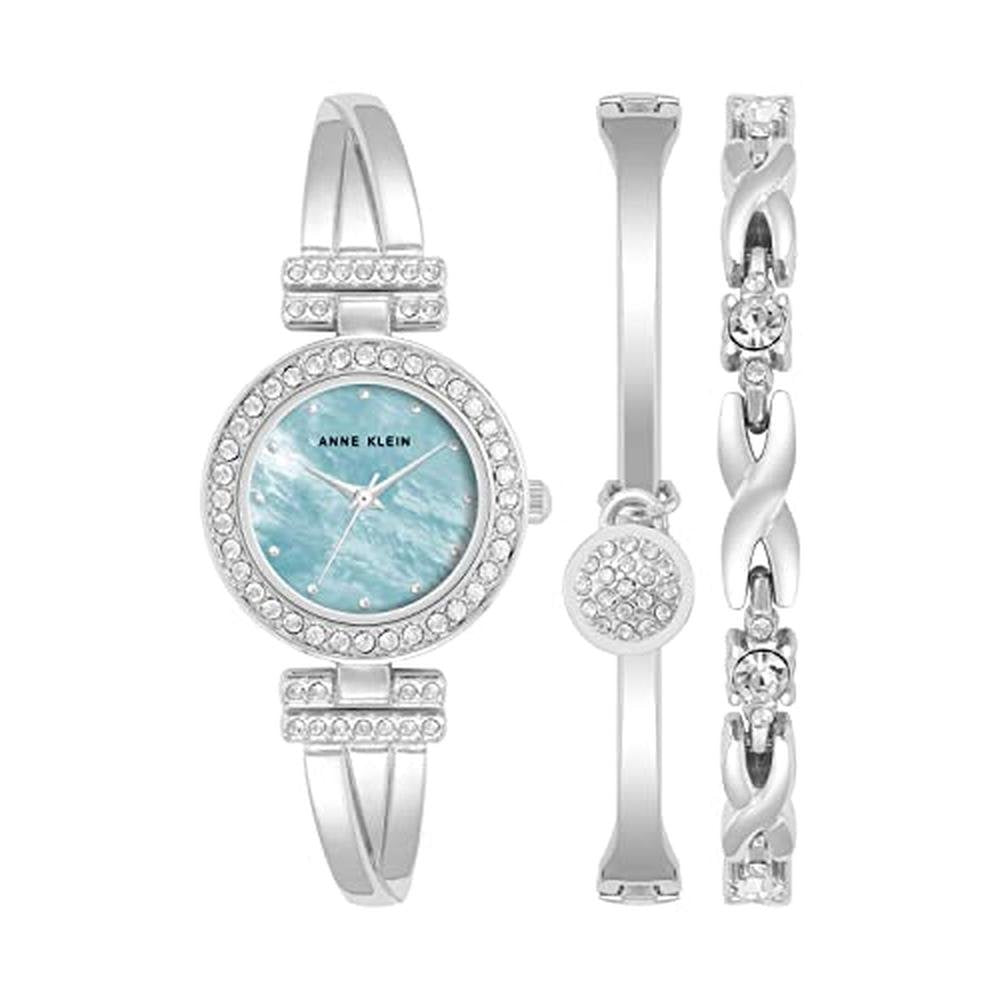Anne Klein Women's Premium Crystal Accented Bangle Watch – Front View