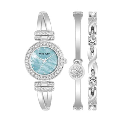 Anne Klein Women's Premium Crystal Accented Bangle Watch – Front View