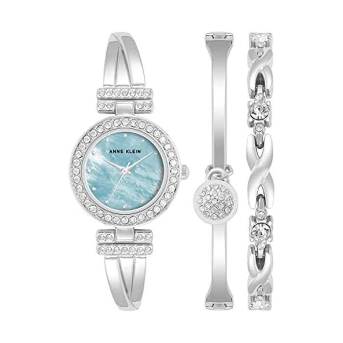 Anne Klein Women's Premium Crystal Accented Bangle Watch – Front View