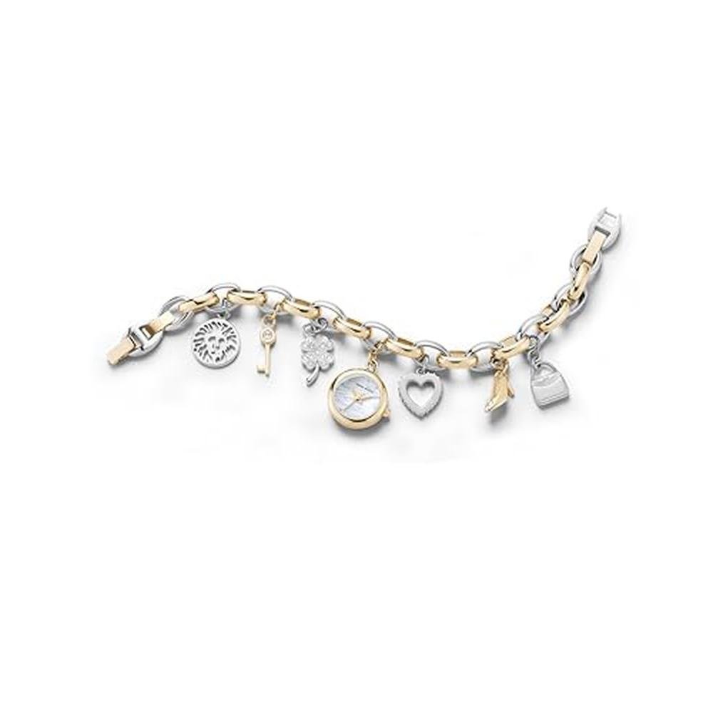 Anne Klein: Women's Premium Crystal Accented Charm Bracelet – Front View