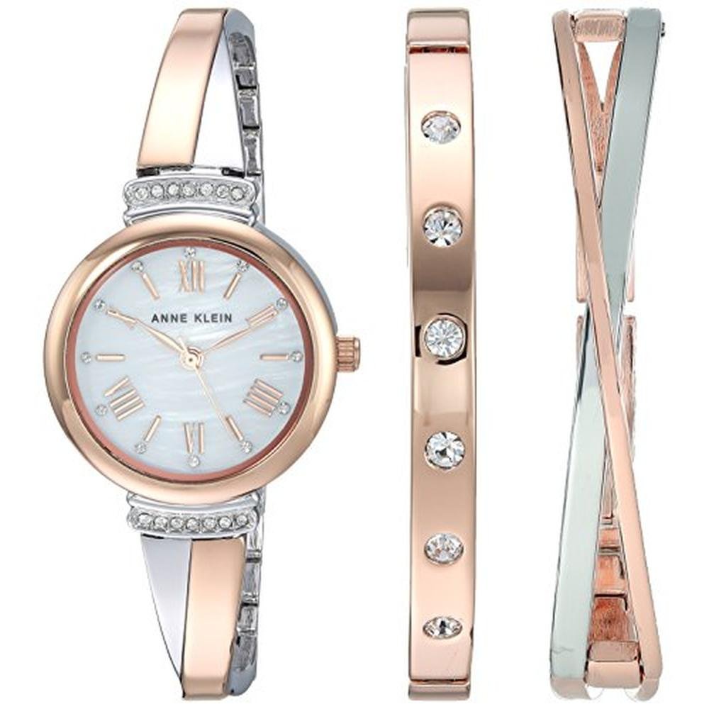 Anne Klein: Women's Premium Crystal Accented Bangle Watch – Front View
